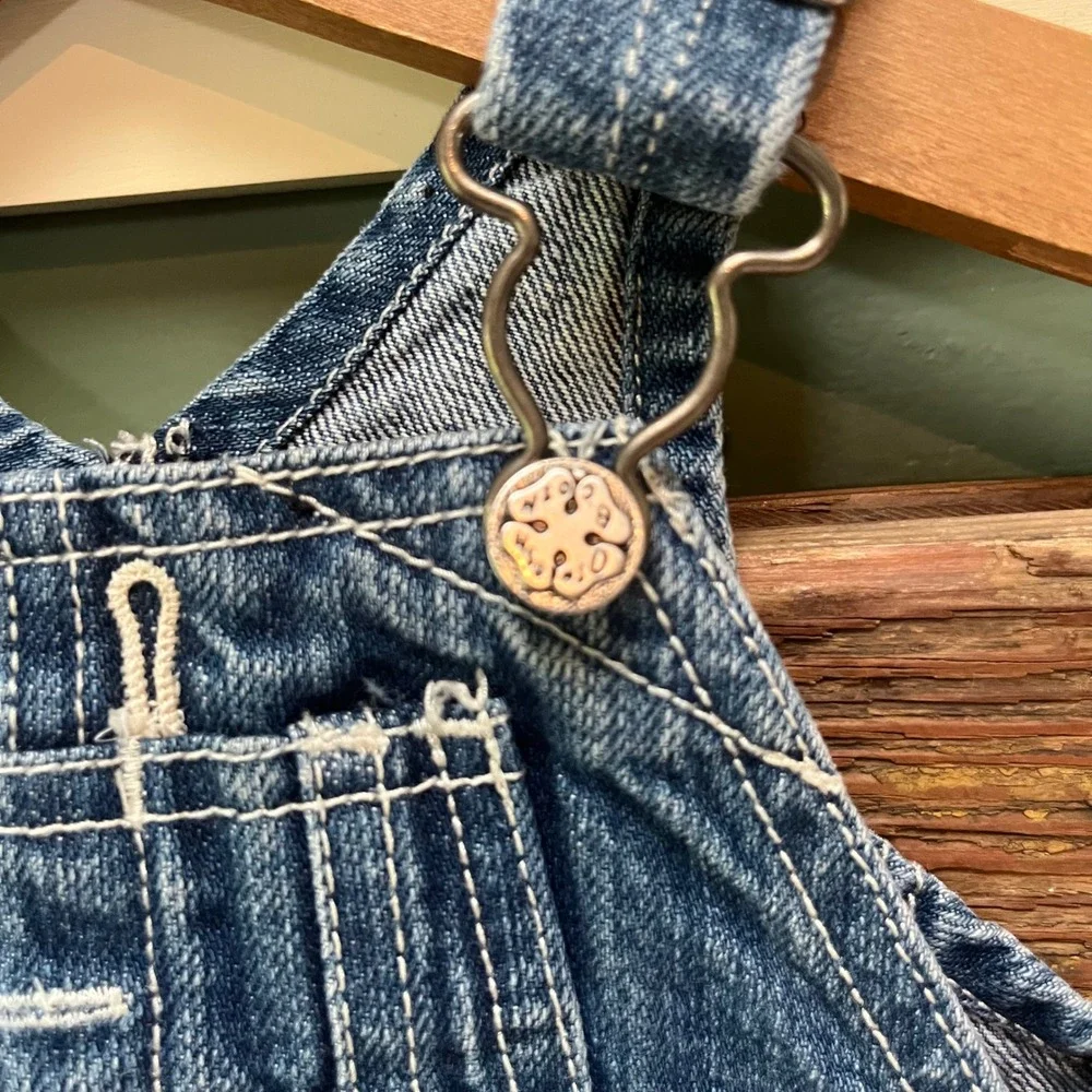OshKosh Bgosh Baby Girls Blue Denim Vestbak Overall Dress 3-6 Months Medium Wash